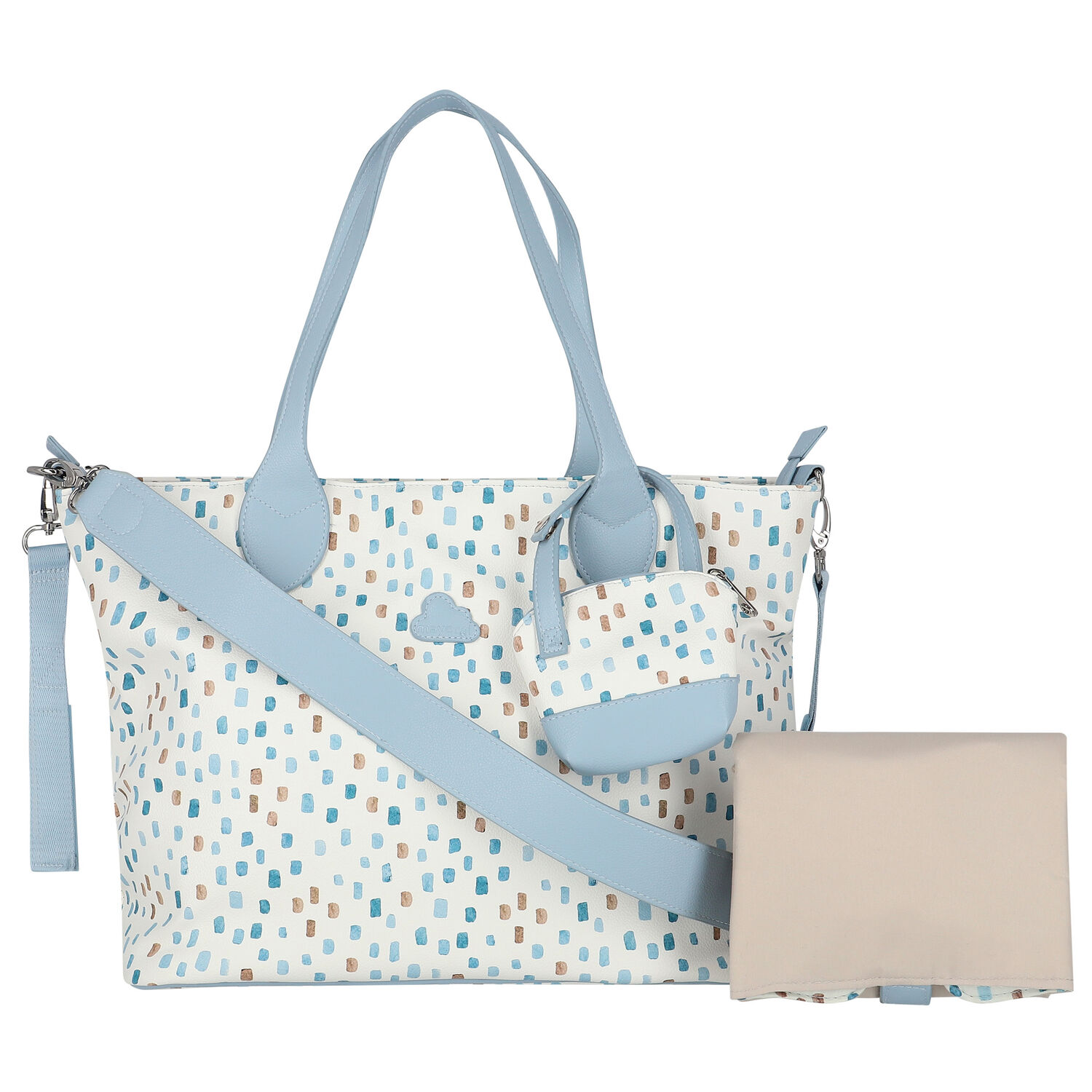 Ivory & Blue Baby Changing Bag, 2, hi-res image number null